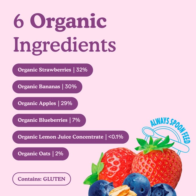 Little Freddie organic strawberry, blueberry & oats baby food pouch 100g, UK version