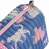 M&S women's large quilted wash bag in leopard print, one size, imported from the UK