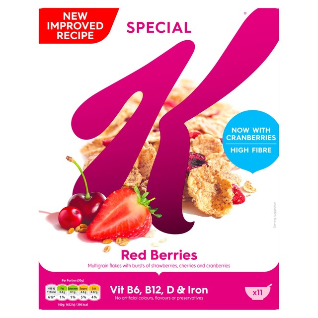 Kellogg's Special K breakfast cereal Red Berries 330g, UK version