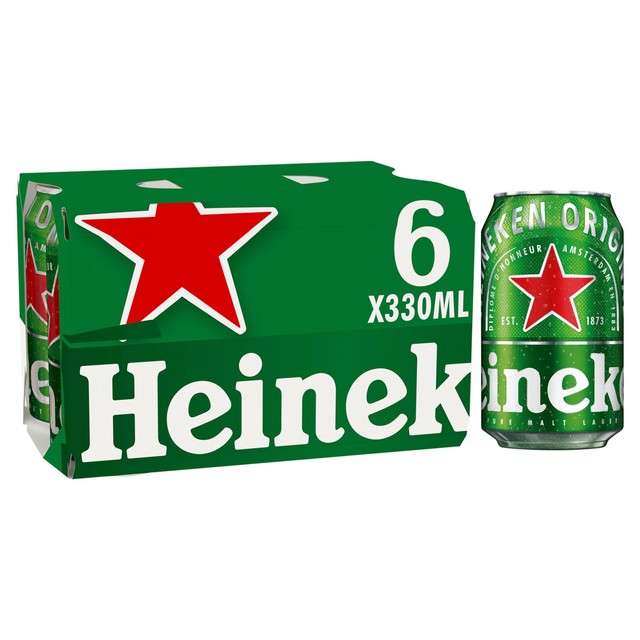 Heineken lager beer 6 x 330ml cans, UK version