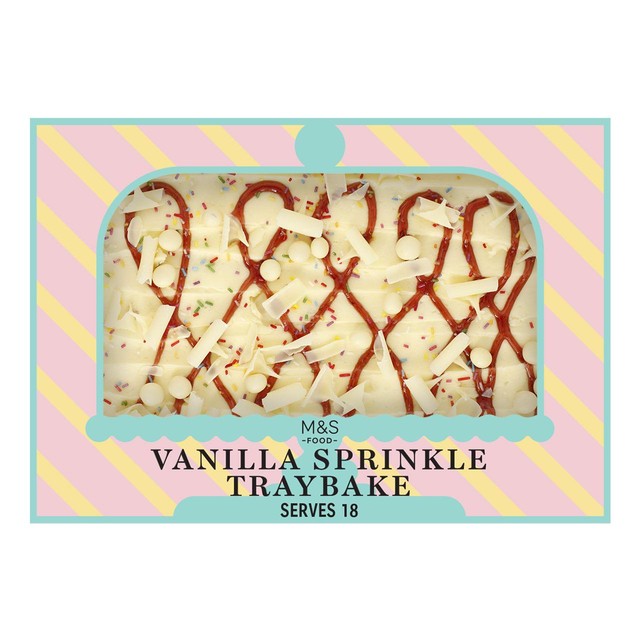 M&S vanilla sprinkle traybake cake 1.18kg, imported from the UK