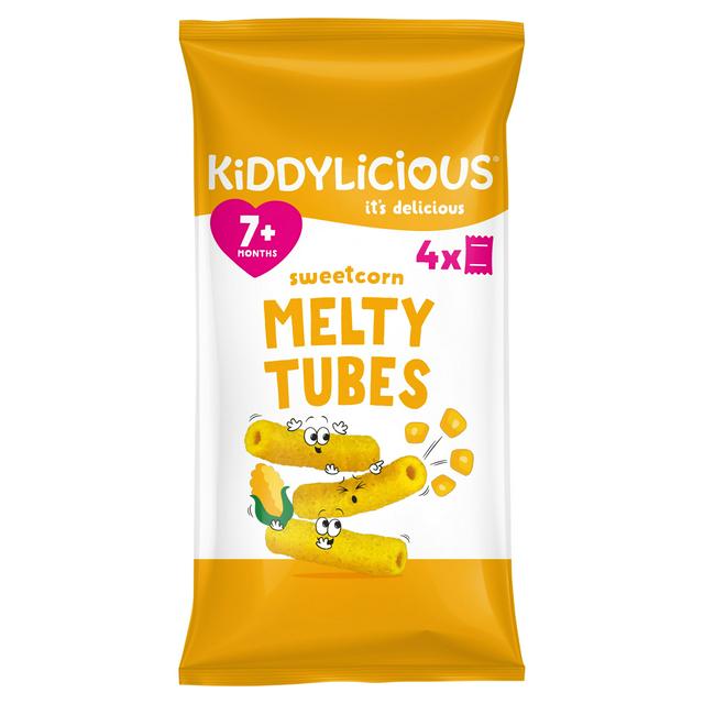 Kiddylicious Sweetcorn Melty Tubes Baby Snacks 4x10g