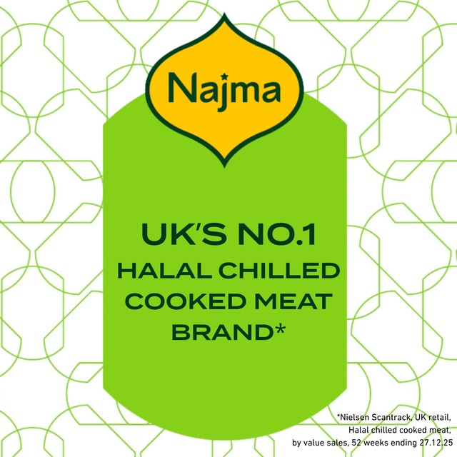 Najma smoked and cooked mini chicken sausages 400g, imported from the UK