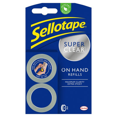 M&S Sellotape On Hand Super Clear Adhesive Tape Refills Twin Pack 18mm x 15m- Buy online at McGrocer