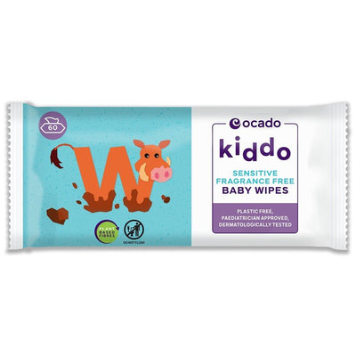 مناديل العناية ببشرة الأطفال الحساسة الخالية من العطور من Ocado Kiddo، 60 منديلًا