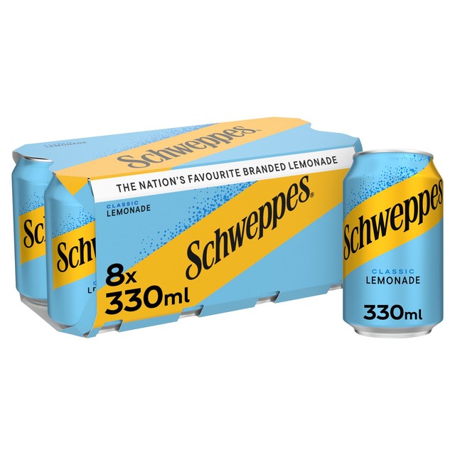 Schweppes Lemonade sparkling soft drink 330ml, imported from the UK
