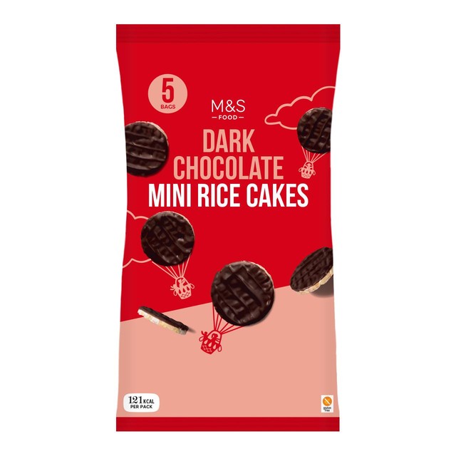 M&S dark chocolate mini rice cakes 125g, imported from the UK