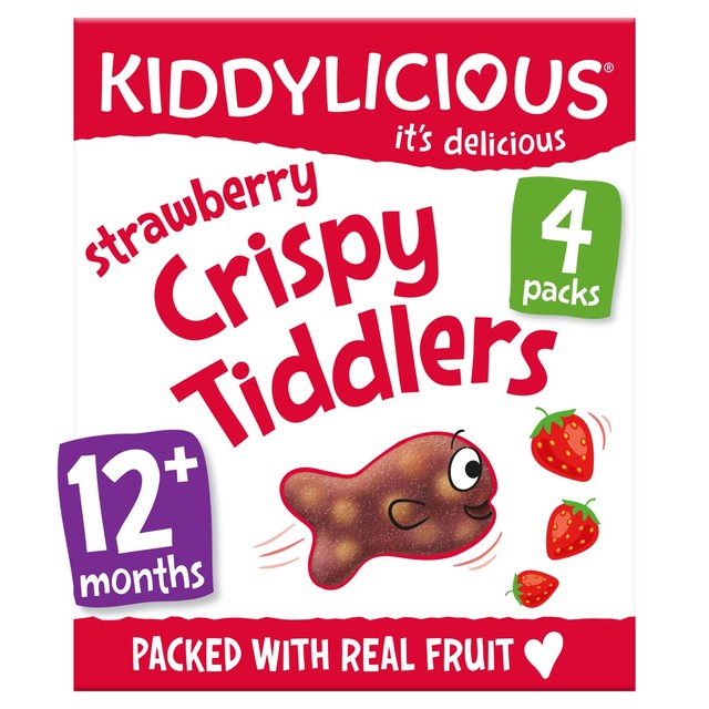 Kiddylicious Crispy Tiddlers snack Strawberry 4 pack, UK version