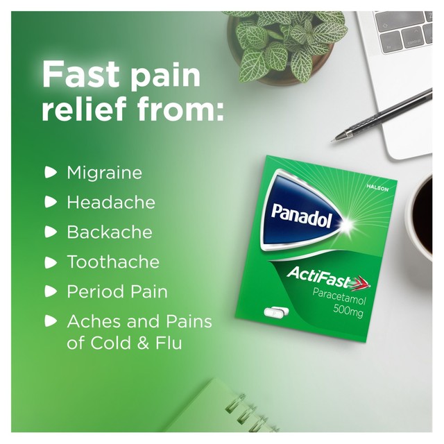 Panadol Actifast 500mg paracetamol tablets 10 tablets, imported from the UK
