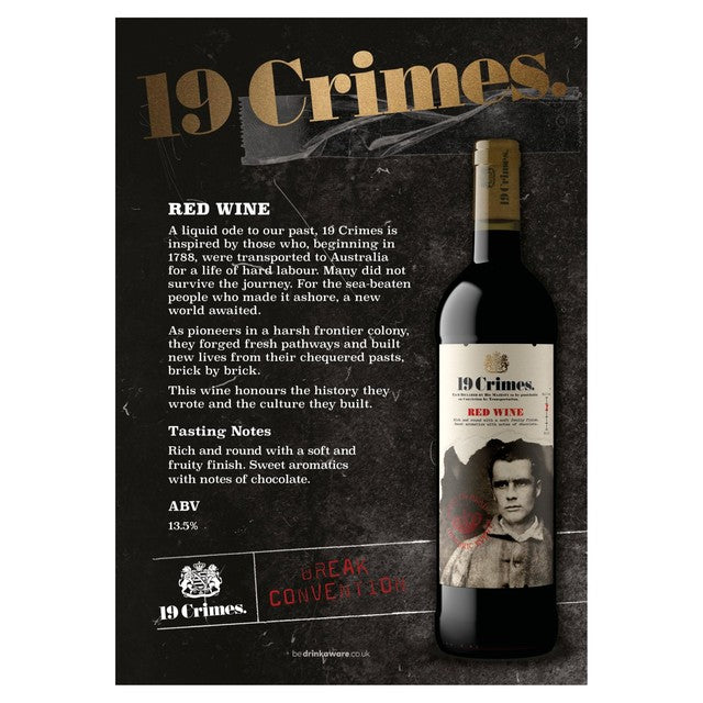 19 Crimes Red Blend wine 75cl - British product