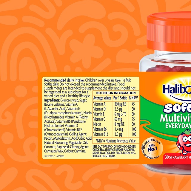Haliborange Kid's Softies Multivitamin Strawberry Gummies, UK version