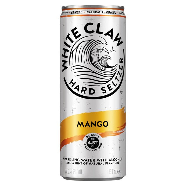 White Claw Mango hard seltzer 330ml, imported from the UK