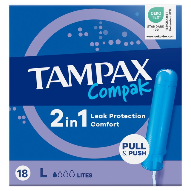 Tampax Compak Lites applicator tampons 18 per pack (British brand)