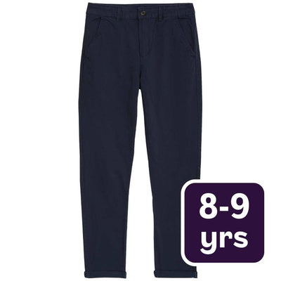 M&S Chino Coton Riche Marine Garçon Pantalon 8-9 ans