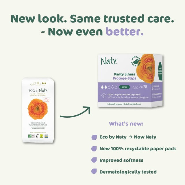 Naty panty liners large, imported from the UK