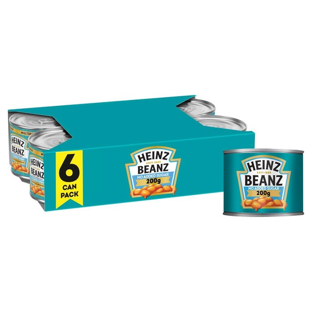 Heinz baked beans no added sugar 6x200g cans, UK version