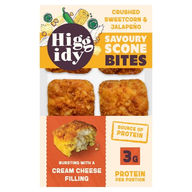 Higgidy sweetcorn jalapeno savoury scone bites (British brand)