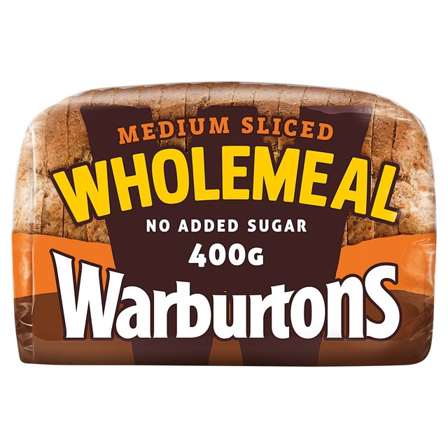 Warburtons wholemeal sliced medium bread loaf, imported from the UK