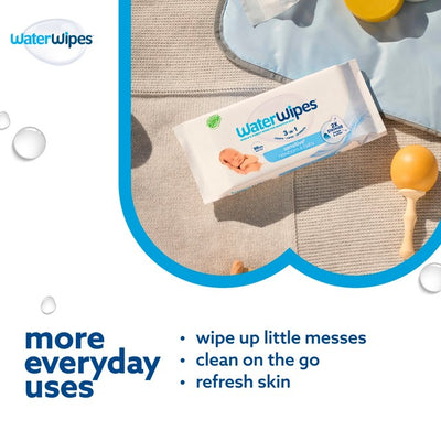 WaterWipes Feuchttücher für empfindliche Neugeborene, plastikfrei, 28 Feuchttücher für unterwegs