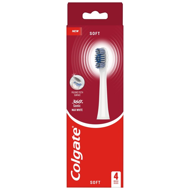 Colgate toothbrush heads Max White Soft pack of 4 - British product