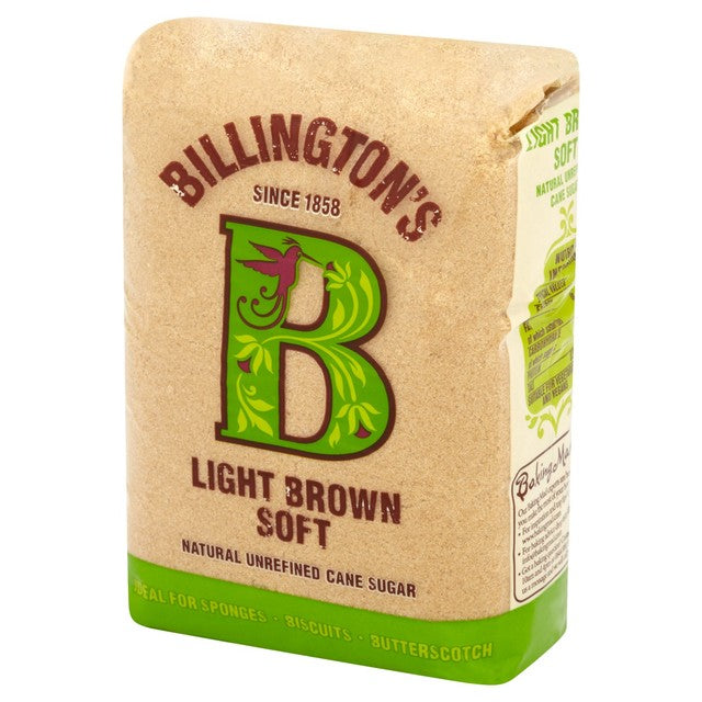 Billington's light brown soft sugar, imported from the UK