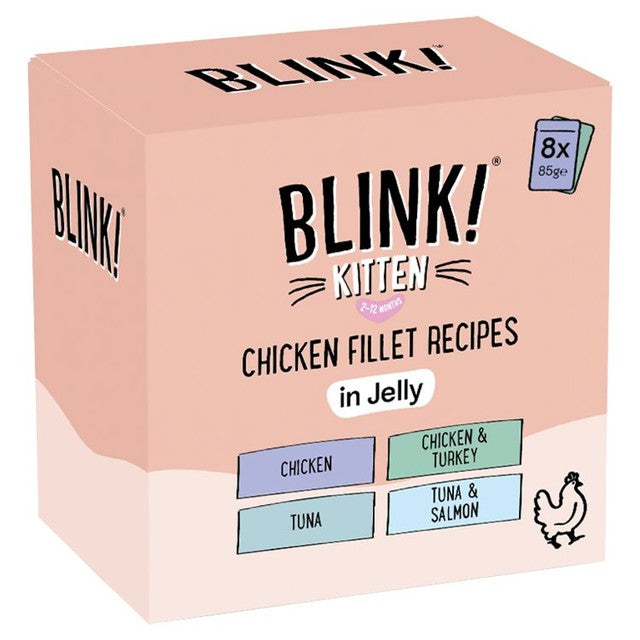 Blink Kitten Wet Cat Food Chicken & Fish Fillets in Jelly Multipack 8 x 85g - British product