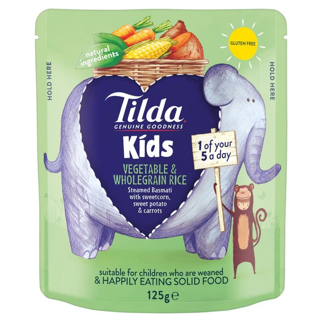 Tilda Kids Vegetable & Wholegrain Rice 125g (British brand)