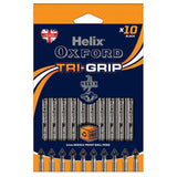 Helix Oxford Pack of 10 Trigrip Pens - Black