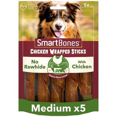 M&S SmartBones Chicken Wrapped Rawhide Free Sticks Dog Dental Treats 5 Pack- Buy online at McGrocer