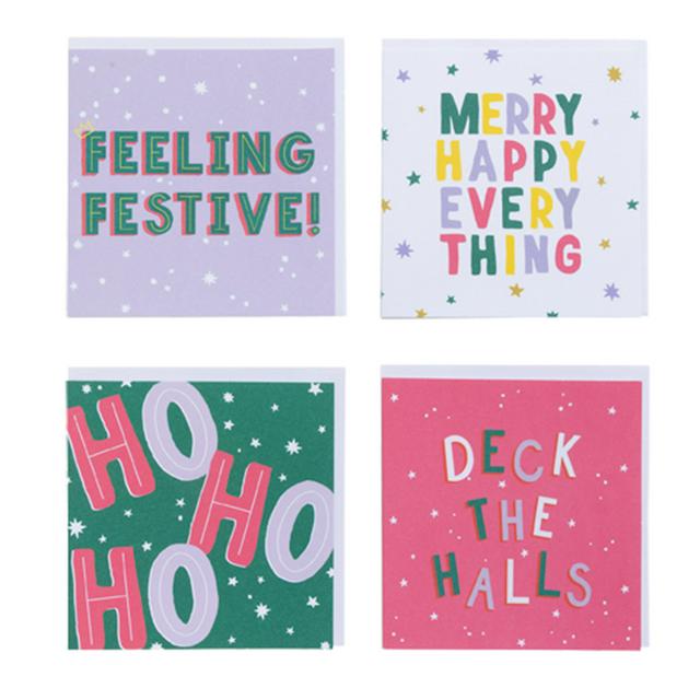 Charity Christmas Cards Pack of 20 with 4 Designs and Envelopes, 90x90 mm
