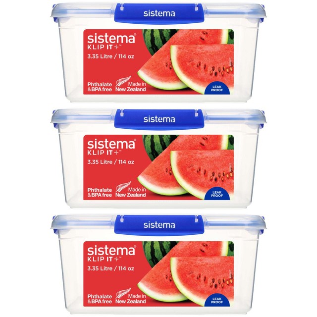 Sistema Klip It Plus food storage containers 3 x 3.35L (British brand)