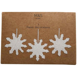 M&S Cream Paper Snowflake Decorations Pack of 3, imported from the UK