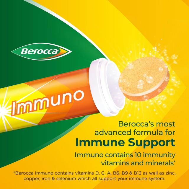 Berocca Immuno orange flavour effervescent tablets 15 pack - British product