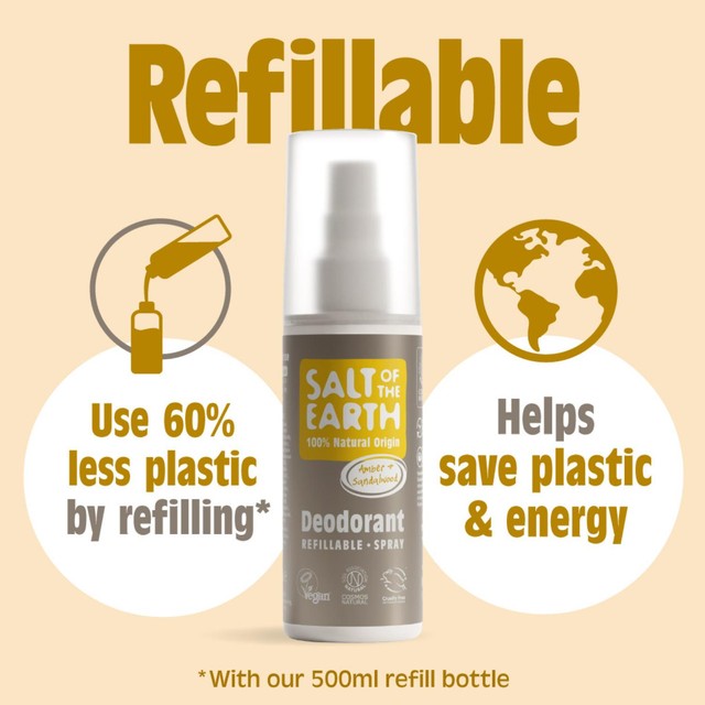 Salt of the Earth amber & sandalwood natural deodorant spray 100ml (British brand)