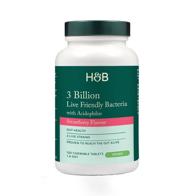 M&S Holland & Barrett Live Friendly Bacteria 3 Billion Chewable Tablets Strawberry Probiotic Supplement- Buy online at McGrocer