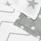 Bloomsbury Mill organic muslin squares grey/white 3 pack - British product