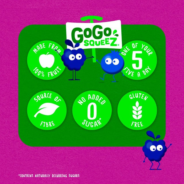 GoGo squeeZ fruit smoothie snack apple berries 90g pouches - British product