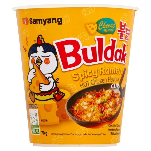 Buldak instant noodle cup cheese flavour - British product