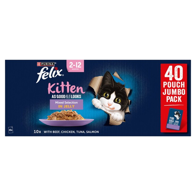 Felix kitten mixed jelly cat food, imported from the UK