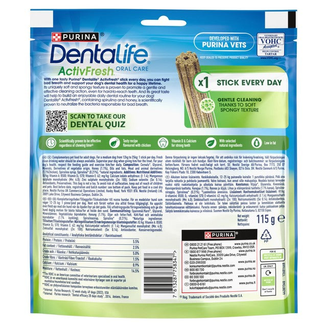 Dentalife ActivFresh Chicken Dog Dental Chews for medium dogs - British product