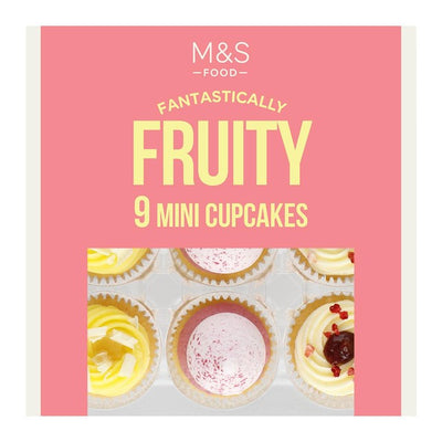 M&S 9 Fruchtige Mini Cupcakes Verschiedene Geschmacksrichtungen 225g