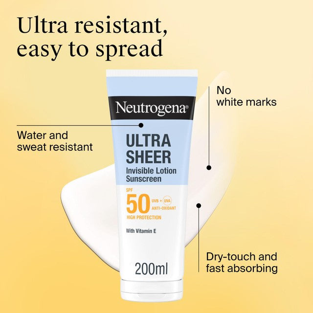 Neutrogena Ultra Sheer body sunscreen lotion SPF50 (British brand)