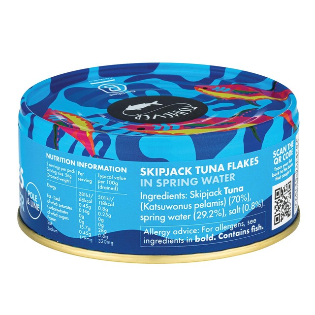 Fish 4 Ever Azores skipjack tuna flakes in spring water 160g - British product