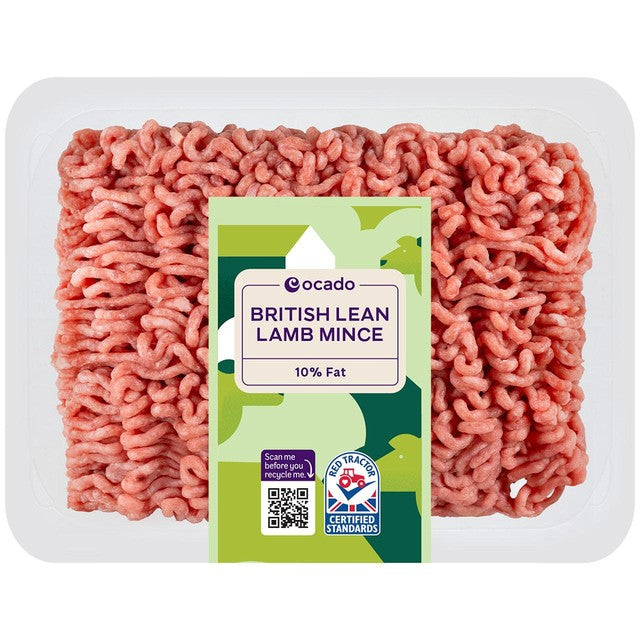 Ocado lamb mince 10% fat 250g, imported from the UK