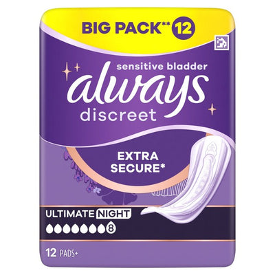 M&S Always Discreet Incontinence Pads Ultimate Night 12 Pack - اشترِ عبر الإنترنت من McGrocer