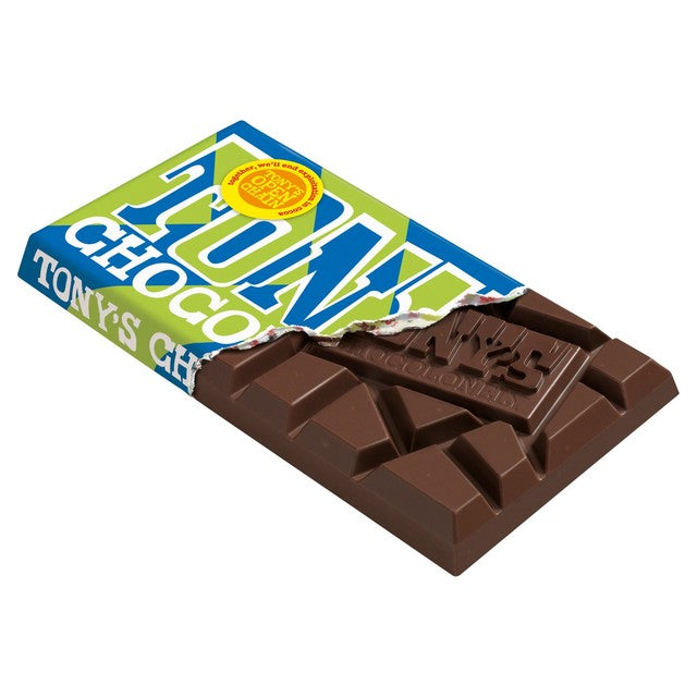 Tony's Chocolonely dark chocolate creamy hazelnut crunch bar 180g (British brand)