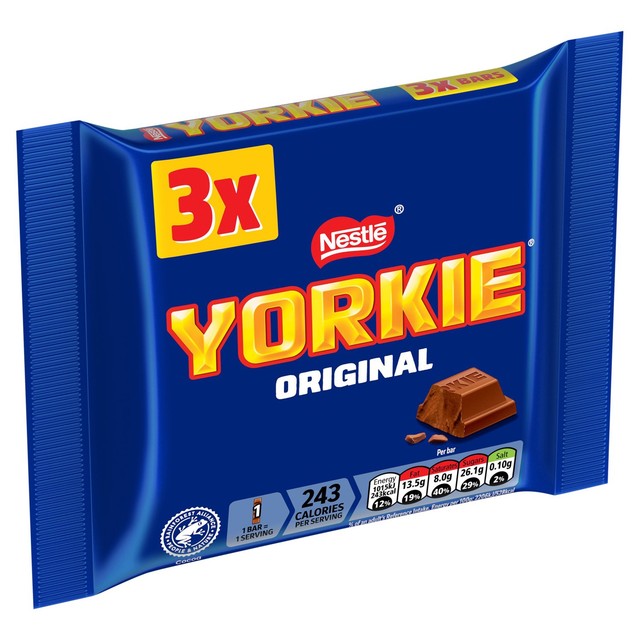 Yorkie Original milk chocolate bar 3x46g (British brand)