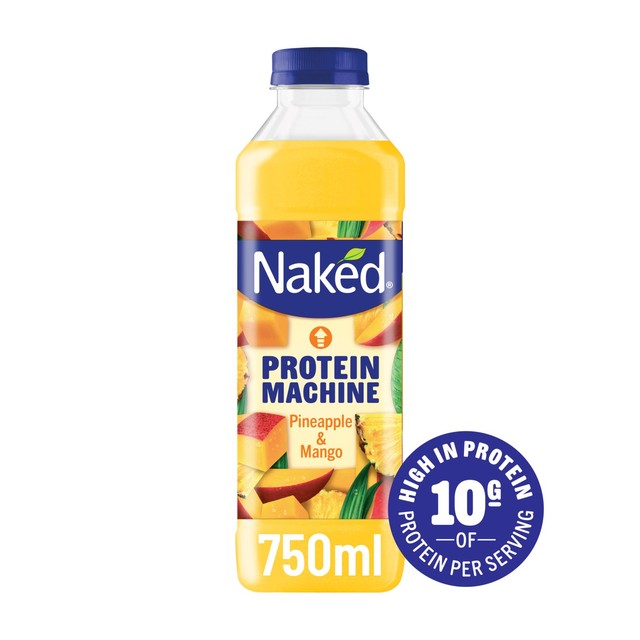 Naked protein smoothie pineapple and mango bottle, UK version