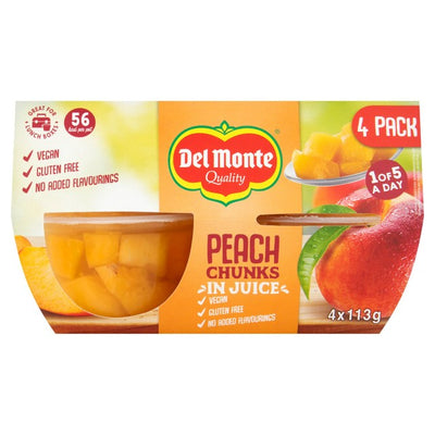 M&S Del Monte Peach Chunks in Juice Fruit Pot 4 x 113g- Buy online at McGrocer