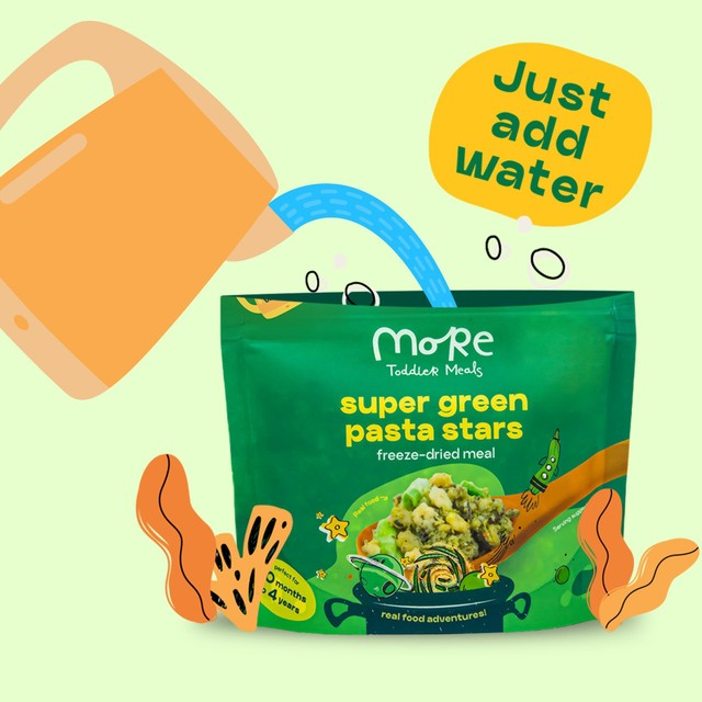 More Toddler Meals Super Green Pasta Stars toddler meal 150g (British brand)